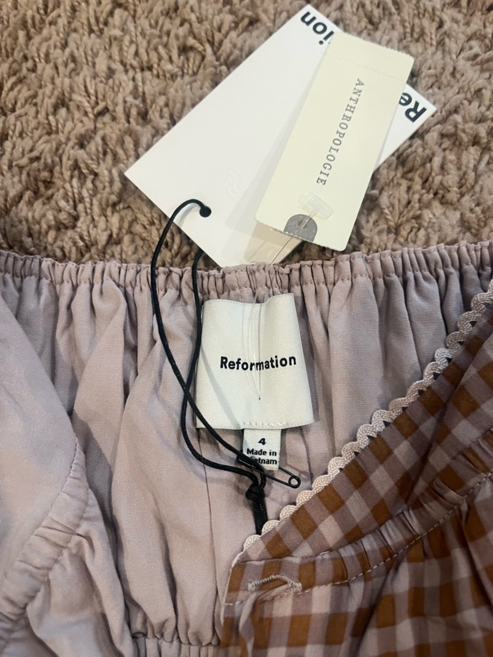 Reformation Brown Gingham Puff-Sleeve Maxi Dress - Picture 5 of 6